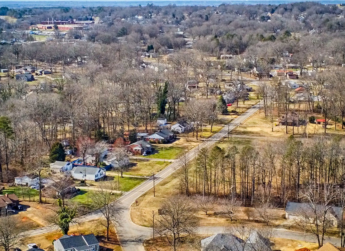 Kings Mountain NC - American Town Suburbs With Trees in Late Fall